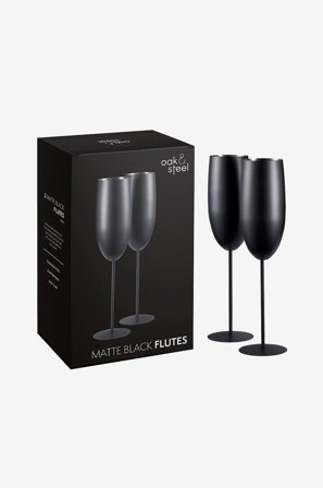 Oak & Steel - Champagneglas Svart matt 2-pack - Svart - Vinglas - Från Homeroom