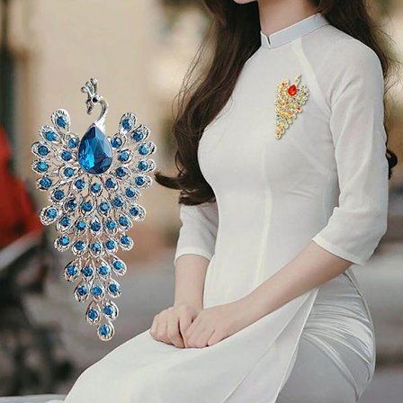 Muoti tekojalokivi riikinkukon rintakoru Naisten vaatteet korut juhlat