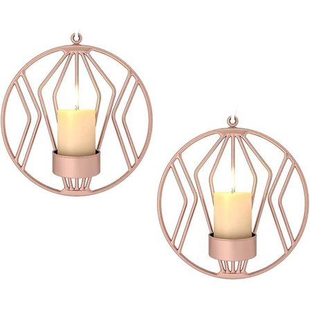 Væglysestager til stue, 2-delt sæt, væglamper til søjlelys