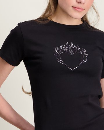 Kids ONLY KOGKIRA LIFE SS BLNG O-NECK BABY TEE JRS Sort Toppe/Bluser Pige - Kids Brand Store