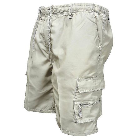 Herr Drawstring Enkla Cargo Shorts Sommar Casual Korta Byxor Multi Fickor Elastisk Midja Halvbyxor