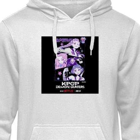 Barnehettegenser Kpop Demon Hunters Huntrix Plakat Mira Zoey Rumi Lilla Stjerne Glød