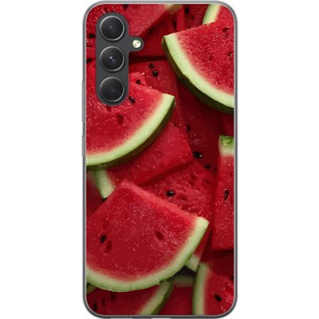 Kompatibelt Mobildeksel til Samsung Galaxy A55 Nærbilde av saftige vannmelonskiver med rødt fruktkjøtt og grønt skall