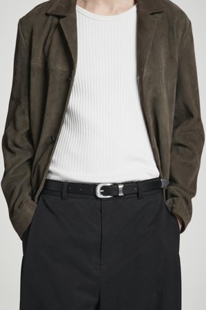 COS Men's Leather Western Belt in Black