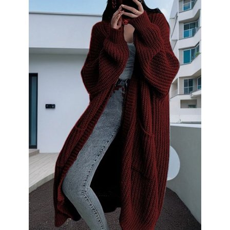Ny lang sweater i afslappet stil til kvinder, efterår og vinter, løs, alsidig, langærmet strikket cardigan jakke med knapper