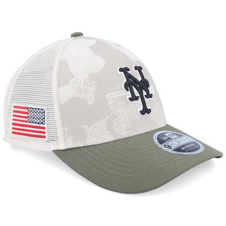 New Era - MLB Svart trucker Keps - New York Mets MLB Armed Forces Day 9FORTY Stone/Olive A-frame Trucker @ Hatstore