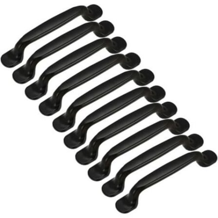 10x Ovenkahva Keittiö Kaappi Vaatekaappi Laatikko Makuuhuone Huonekalut Vetää Reiän Keskiväli 128mm, Alumiini Musta