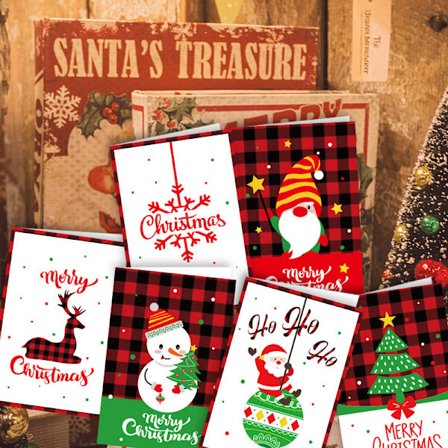 Julekort (med konvolutter og klistremerker) 6-pakning - God Jul