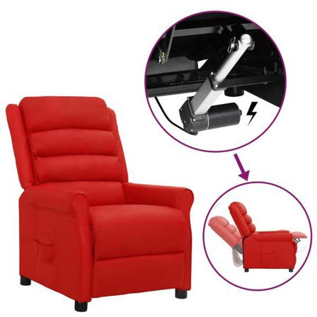 Vidaxl Reclinerfåtölj Med Uppresningshjälp Vinröd Konstläder Röd
