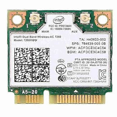 Intel 7260 AC 7260HMW 867 Mbit/s 5G langaton Wifi