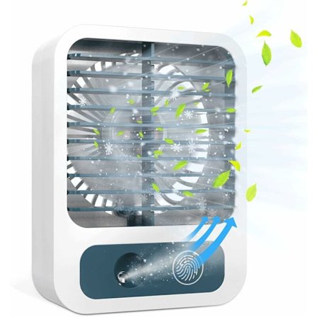 Mini Skrivbordsfläkt, Dimfläkt med 60 ml Vattentank, 3 Hastigheter USB Uppladdningsbar Fläkt, Tyst Fläkt Idealisk för Hem, Kontor, Utomhus