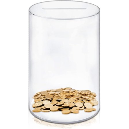 Spargris som inte kan öppnas, genomskinlig spargris i akryl för vuxna och barn, 20 x 13 x 13 cm