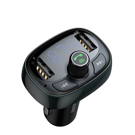 Baseus S-09 T-shaped Bluetooth FM Transmitter/ Car Charger - Black