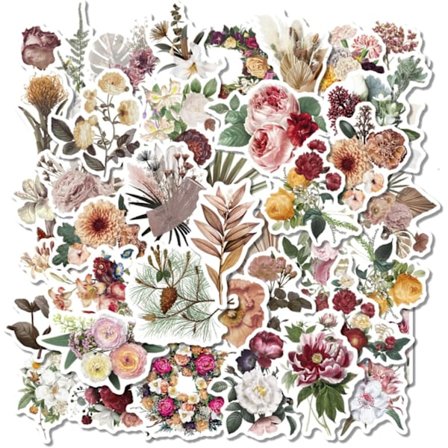 40 stk. Vintage Blomster Klistremerker Blomster Klistremerke Sett Vanntett Blomsterplante Klistremerke Blomster Klistremerker Scrapbooking Stikers 