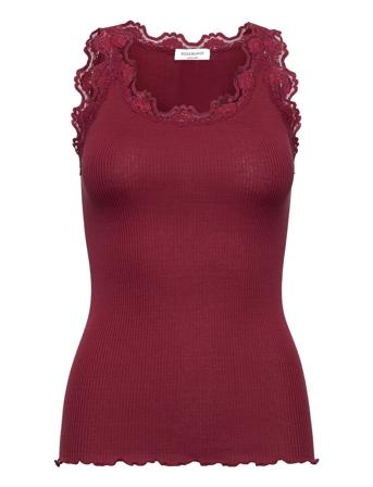 Silk Top W/ Lace T-shirts & Tops Sleeveless Rød Rosemunde*Betinget Tilbud