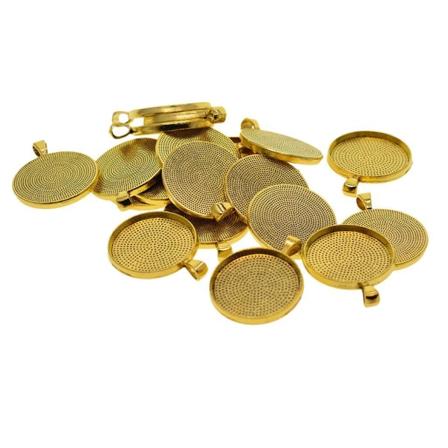 1/2/3/5 20x Runt hängande Blank Cabochon Basinställning DIY Golden 30mm 1Set