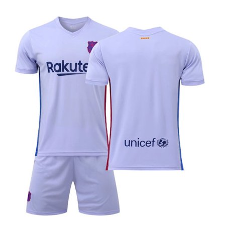 Fotballdrakt Barcelona Borte 21-22 Nr. 10 Messi Nr. 25 Aubameyang 21 De Jong 9 Depay Fati