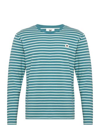 Mel Stripe Long Sleeve Gots T-shirts Long-sleeved Sininen Double A By Wood Wood