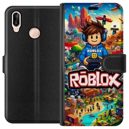 Kompatibel Tegnebogsetui til Huawei P20 lite Roblox-verden med spilkarakterer og farverige eventyr fyldt med action og flyvende køretøjer