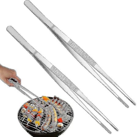 2 stk. rustfrie stålkjøkkentenger, sjømatpinsett