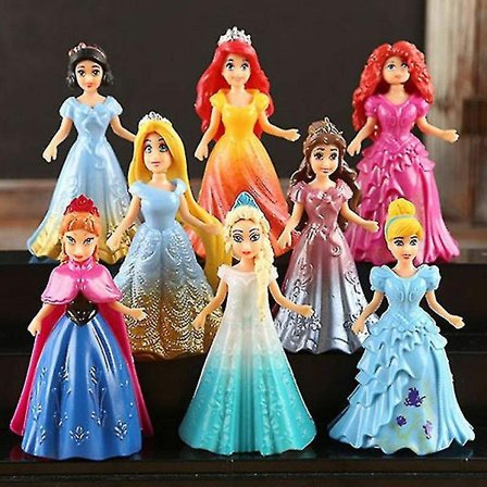 8 stk Disney Prinsesse Actionfigurer Skift Kjole Dukke Børn Pige Legetøj Gave [HK]