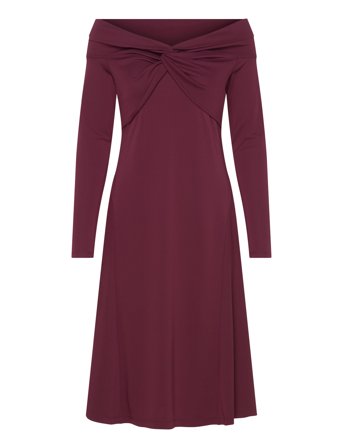 Lauren Ralph Lauren Twist-Front Off-The-Shoulder Dress - Burgundy - 38