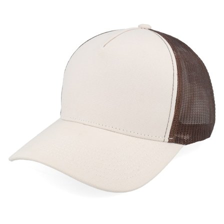 Equip - Beige trucker Cap - Blank Canvas Beige/Brown A-frame Trucker @ Hatstore