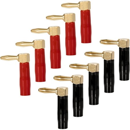 10 stk. 90 graders bananstik, 4 mm ren kobber forgyldt L-form bananstik til højttalerkabel, audio-/videomodtagere, forstærkere