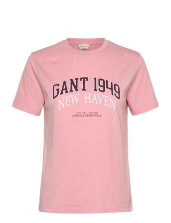GANT Reg Cotton Arch Print Ss T-Shirt - Pink - S