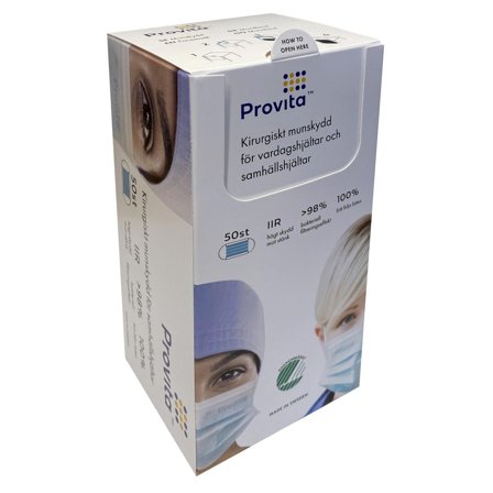 PROVITA Munskydd Typ IIR svensktillverkat 50/fp - Lyreco - Sjukvård och omsorg - Munskydd och visir - Munskydd