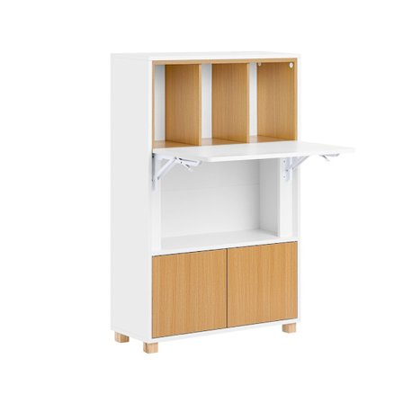 SoBuy træ computerbord med sammenklappelig og flere hylder 70x25x108cm, minimalistisk FWT107-WN