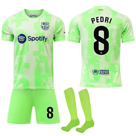 24-25 FC Barcelona Udebane 2 Trøje NO.8 PEDRI Trøjer Børn Voksen Fodboldudstyr med Sokker