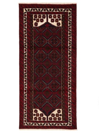 Tapis Baloutche 95X207 Noir/Rouge Foncé (Laine, Perse)