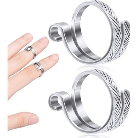 2 st Justerbara Stickningsvirkningsringar Öppen Garnfingerguide Virkad Fingerborg Silver