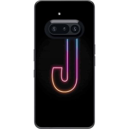 Kompatibelt Mobildeksel til Nothing Nothing Phone (3a) Minimalistisk neonbokstav J i fargeskiftende lys mot svart bakgrunn