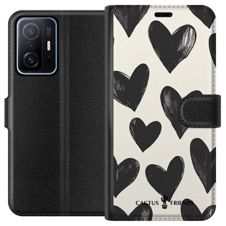 Kompatibel Tegnebogsetui til Xiaomi Xiaomi 11T Cactus and Friends - Bold Black Love Pattern