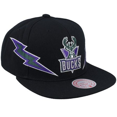 Mitchell & Ness - Negro snapback Gorra - Milwaukee Bucks Double Trouble Black Snapback @ Hatstore
