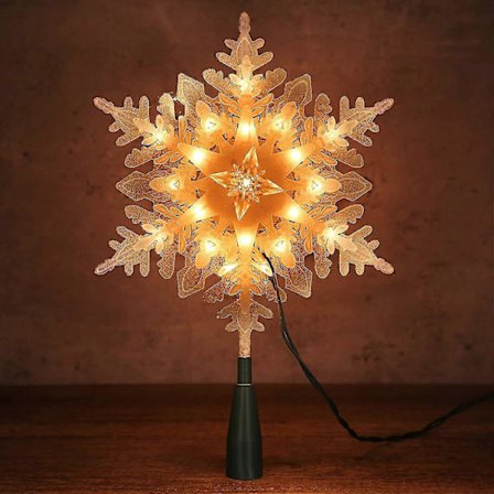 Lumihiutale joulukuusen latvatähti, 23,5 cm joulutähti latva 20 lämpimän valkoisella valolla, 120 V UL