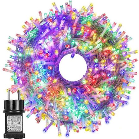 Rosnek 100M 800LEDs Jouluvalosarja, EU-pistoke, IP44-sateen kestävä Tähtivalo, 8 Tilaa Ulkokäyttöön Juhlaan (Monivärinen)
