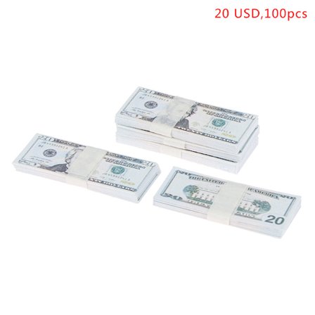 100 kpl / set 1:12 nukkekoti 5/10/20/50/100 dollarin valuutta bankno