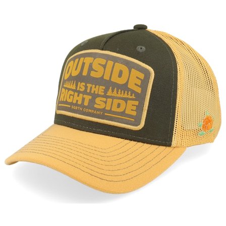 SQRTN - Grønn trucker Caps - Right Side Hooked Keps Olive/Yellow A-Frame Trucker @ Hatstore