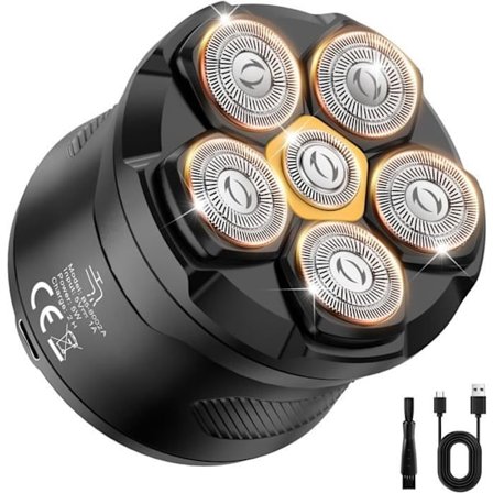 (Sort) Skaldet barbermaskine til mænds skaldede hoved, trimmer til mænds skaldede hoved, elektrisk barbermaskine til mænd, hårtrimmer, skaldet hoved 