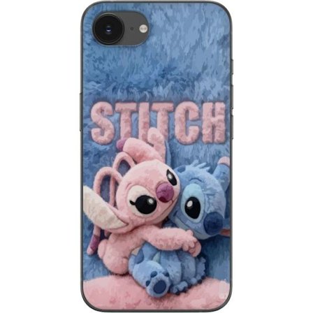 Kompatibelt Mobilskal till Apple Apple iPhone 16e Söta fluffiga Stitch och Angel kramas på ett mjukt pälsigt underlag med pastellfärger som skapar