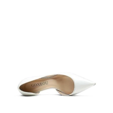 Höga klackar med spetsad tå i läder, festskor 35 / white 6cm heel