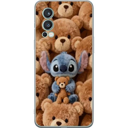 Kompatibel Mobilcover til OnePlus Nord 2 5G Stitch omgivet af brune teddybjørne med en lille teddybjørn i armene i en sød og hyggelig kawaii-design