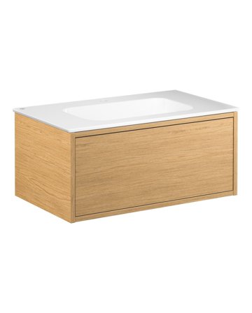 Gustavsberg Ducentic GB71DCVU80ARWB1100 Allaskaappi 80 cm, vaalea tammi/valkoinen, 1 hanareikä Vaalea tammi/valkoinen, Kylpyhuone