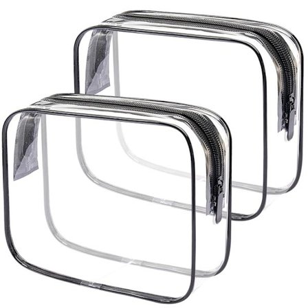 2 stk. Klar Toilet taske TSA Godkendt Rejsetaske, Håndbagage til Rejser, Lufthavn Flyselskab Tilbehør Kompatibel Taske, Makeup Kosmetiktaske Dame