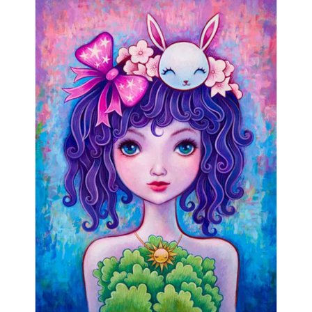 30x40cm 5D DIY Diamantmaleri Full, Série Cartoon Girl #F, DIY Dia