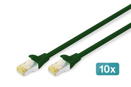 Digitus CAT 6A S/FTP patch cord 10p AWG 26/7 1 m 10 pieces green NS