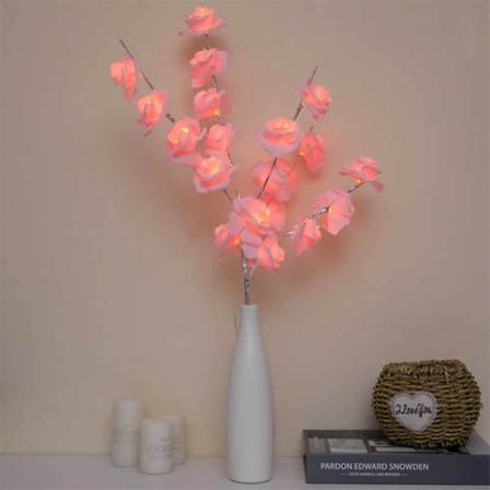 LED-grenljus konstgjorda trädgrenar DIY-skrivbordsprydnad för vardagsrummet i sovrummet pink rose